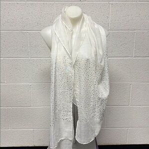 Elegant White Scarf with Silver Accents